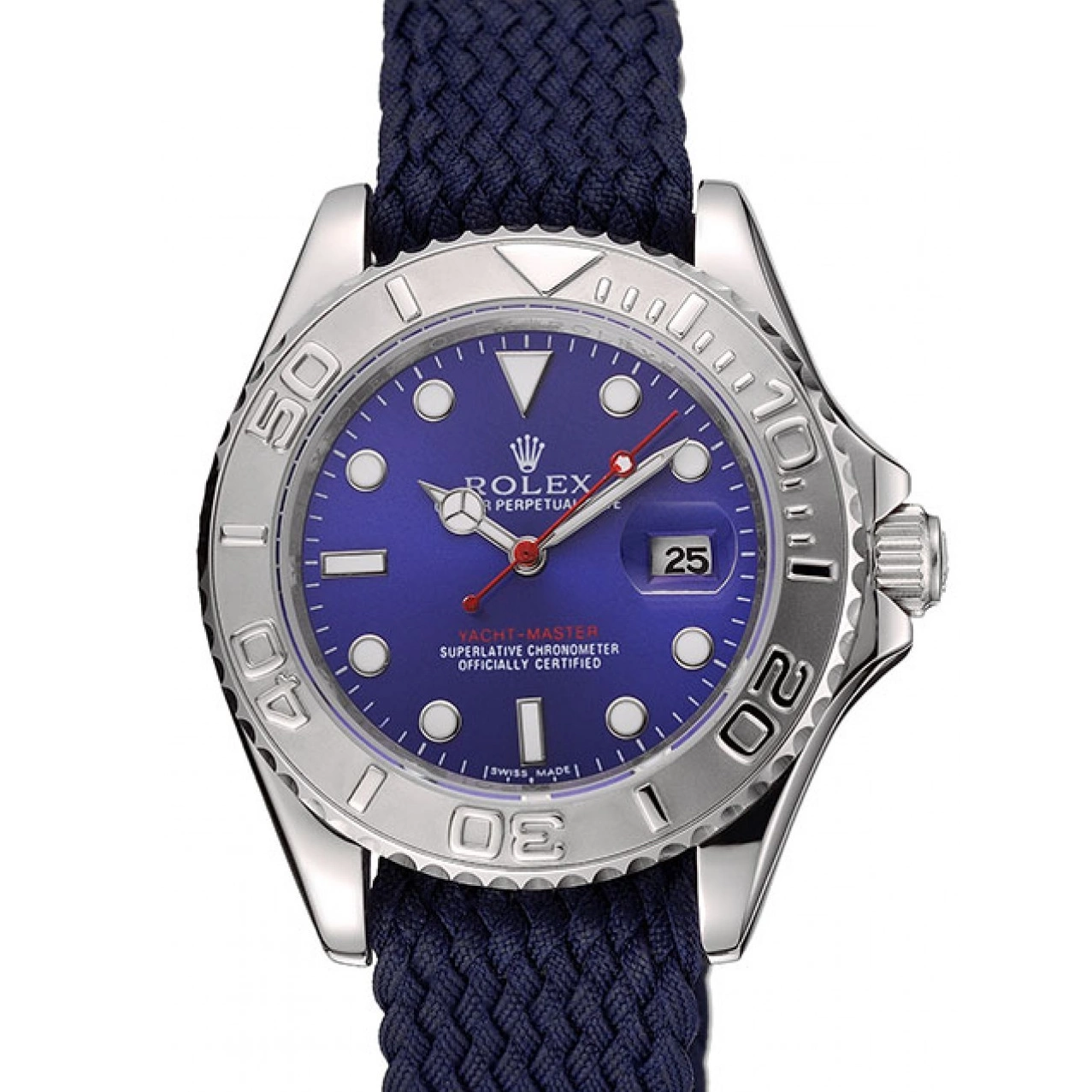 Aaa replica watch Blue Master 1453868 Bracelet Rolex Fabric Blue Dial Yacht 0707